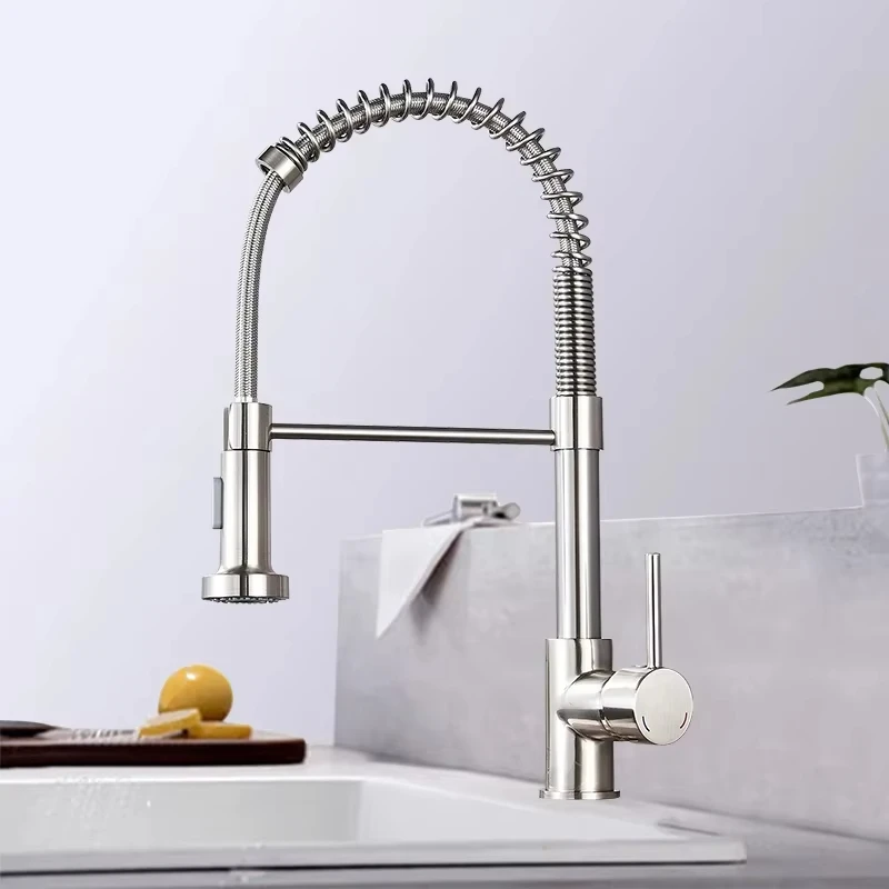 Pull Down Spray Kitchen Faucet Brushed Nickel - Gebürstete Nickel-Küchenarmatur mit ausziehbarem Wasserhahn, Strahl-