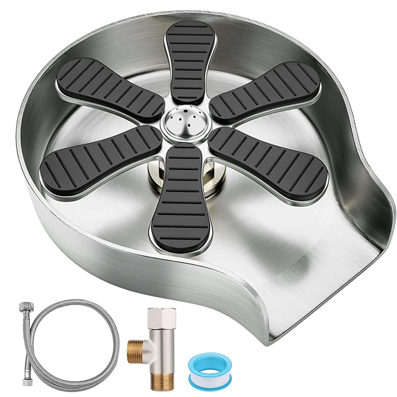 Glass Rinser For Kitchen Sink Metal - Automatischer Edelstahl-Drucksprühreiniger für Tassen, Küchenspüle, Glasbecher,