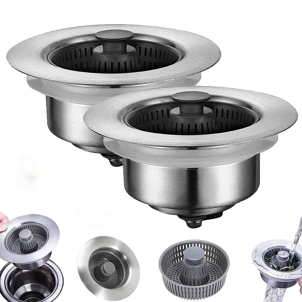 Kitchen Sink Drain Strainer Basket - Leicht zu reinigender 3-in-1-Filter für Spülen,