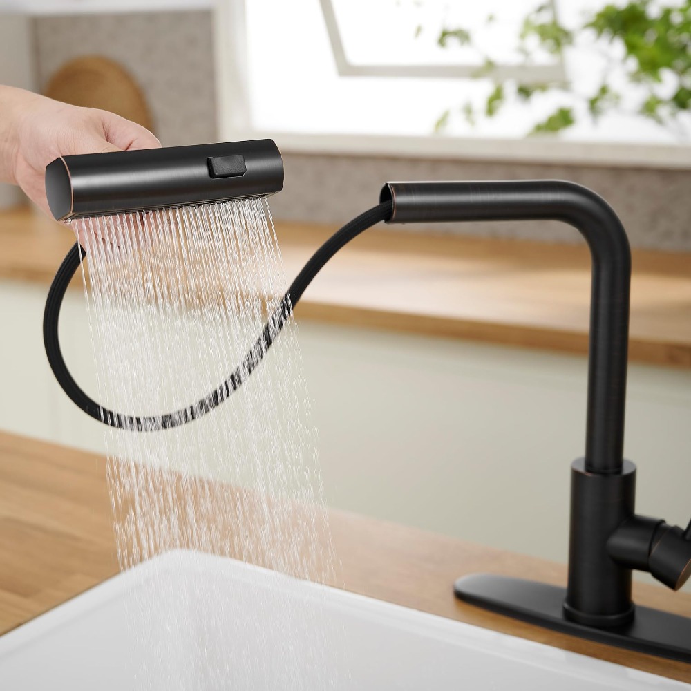 Pull Down Spray Kitchen Faucet Brushed Nickel - Ausziehbare Küchenarmatur – 3-Funktions-Sprühkopf: Wasserfall, Regen