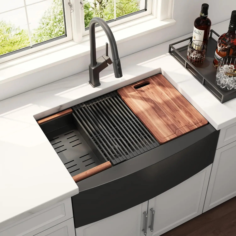 Stainless Steel Undermount Kitchen Sink 30 - 30 Zoll Schwarze Farmhouse Küchenspüle Unterbau-Arbeitsstation