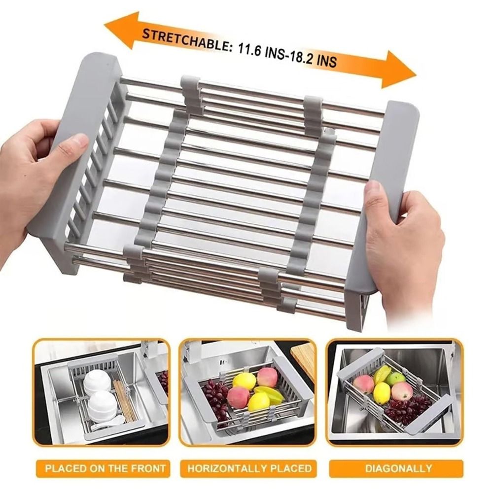 Kitchen Sink Drain Strainer Basket - Geschenkideen: Ausziehbarer Küchenspülbecken-Abtropfkorb aus Edelstahl, multifunktionaler