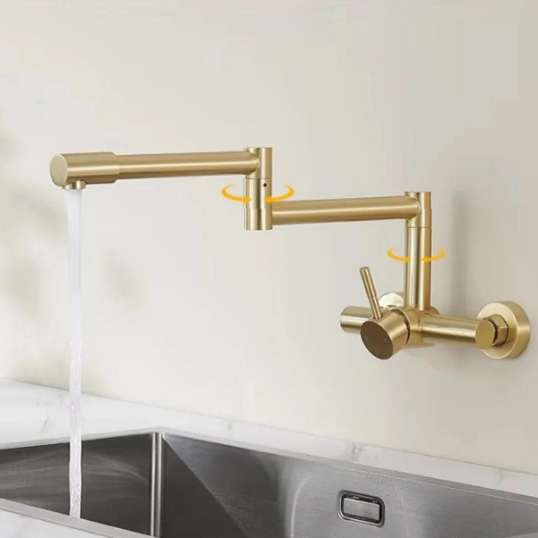 Pot Filler Faucet Wall Mount Folding - Schwarzer Wasserhahn für Spüle, Wandmontage, klappbar,