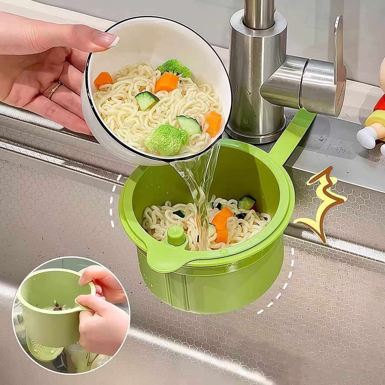 Kitchen Sink Drain Strainer Basket - 1 Stück Press-Abtropfkorb: Lebensmittelsieb & Spülbecken-Organizer,