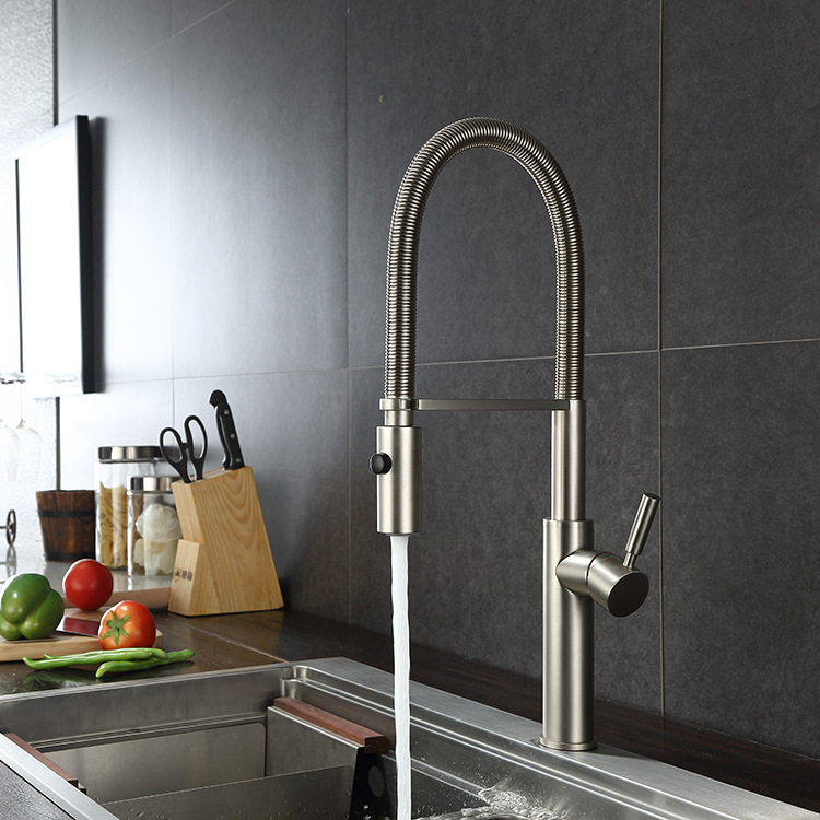 Hochwertiger, ausziehbarer Küc – Pull Down Spray Kitchen Faucet Brushed Nickel Bewertung und Preis