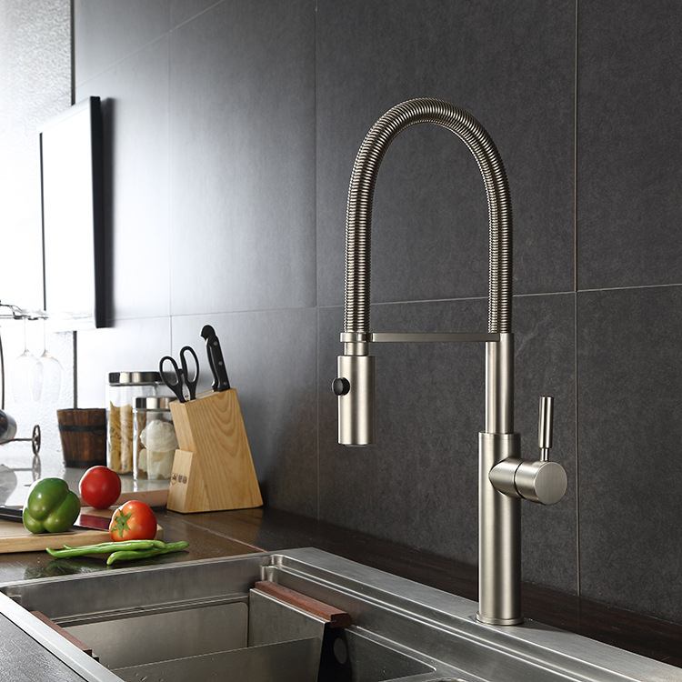 Hochwertiger, ausziehbarer Küc – Pull Down Spray Kitchen Faucet Brushed Nickel Bewertung und Preis