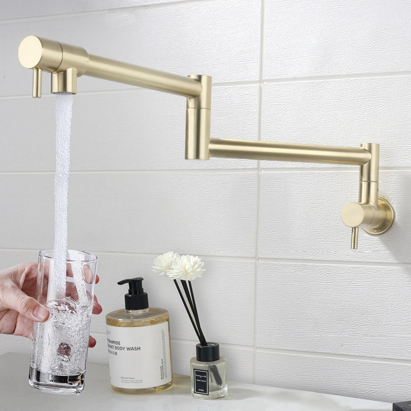 Bürsten-Gold Topffüllhahn Küch – Pot Filler Faucet Wall Mount Folding Bewertung und Preis