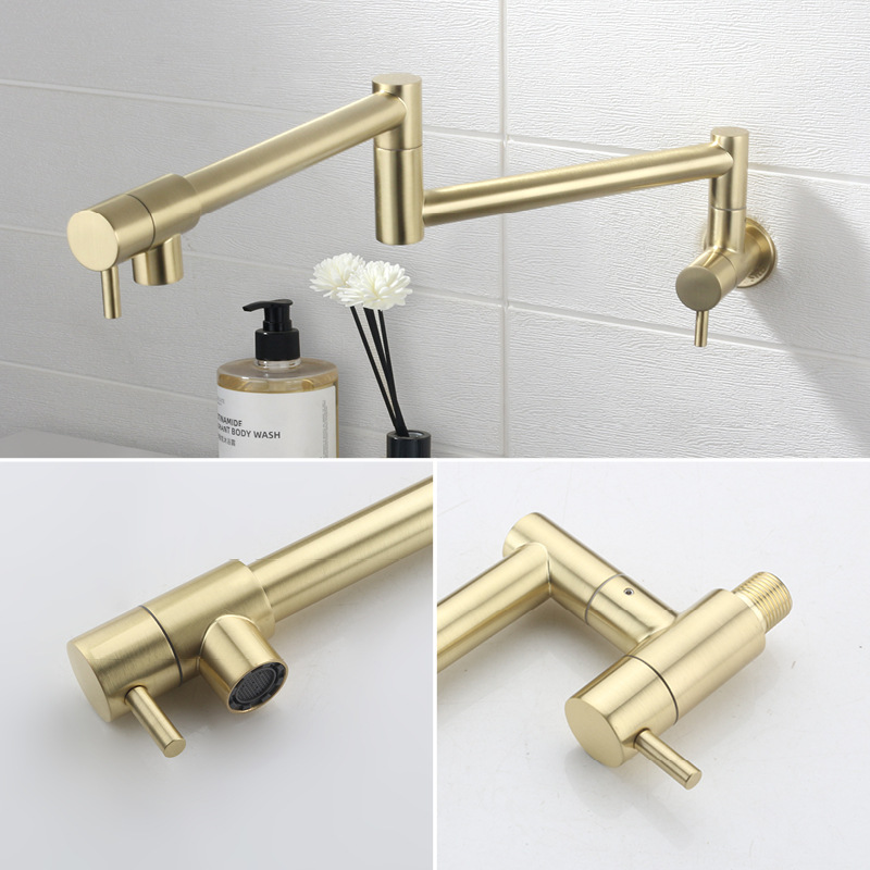 Bürsten-Gold Topffüllhahn Küch – Pot Filler Faucet Wall Mount Folding Bewertung und Preis