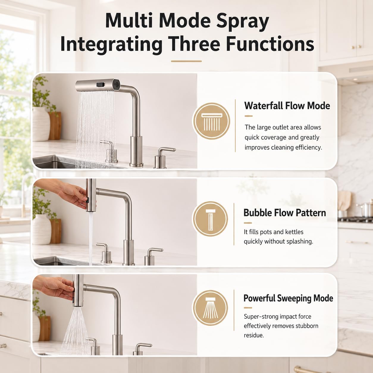 3-Loch-Küchenarmatur mit auszi – Pull Down Spray Kitchen Faucet Brushed Nickel Bewertung und Preis
