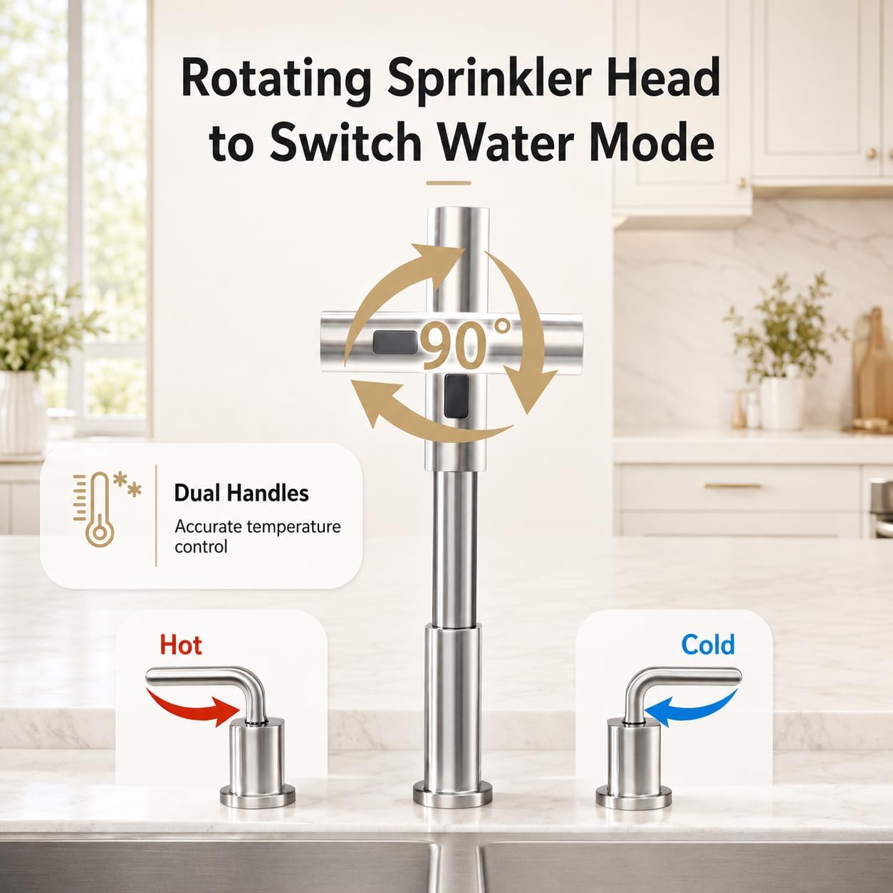 3-Loch-Küchenarmatur mit auszi – Pull Down Spray Kitchen Faucet Brushed Nickel Bewertung und Preis
