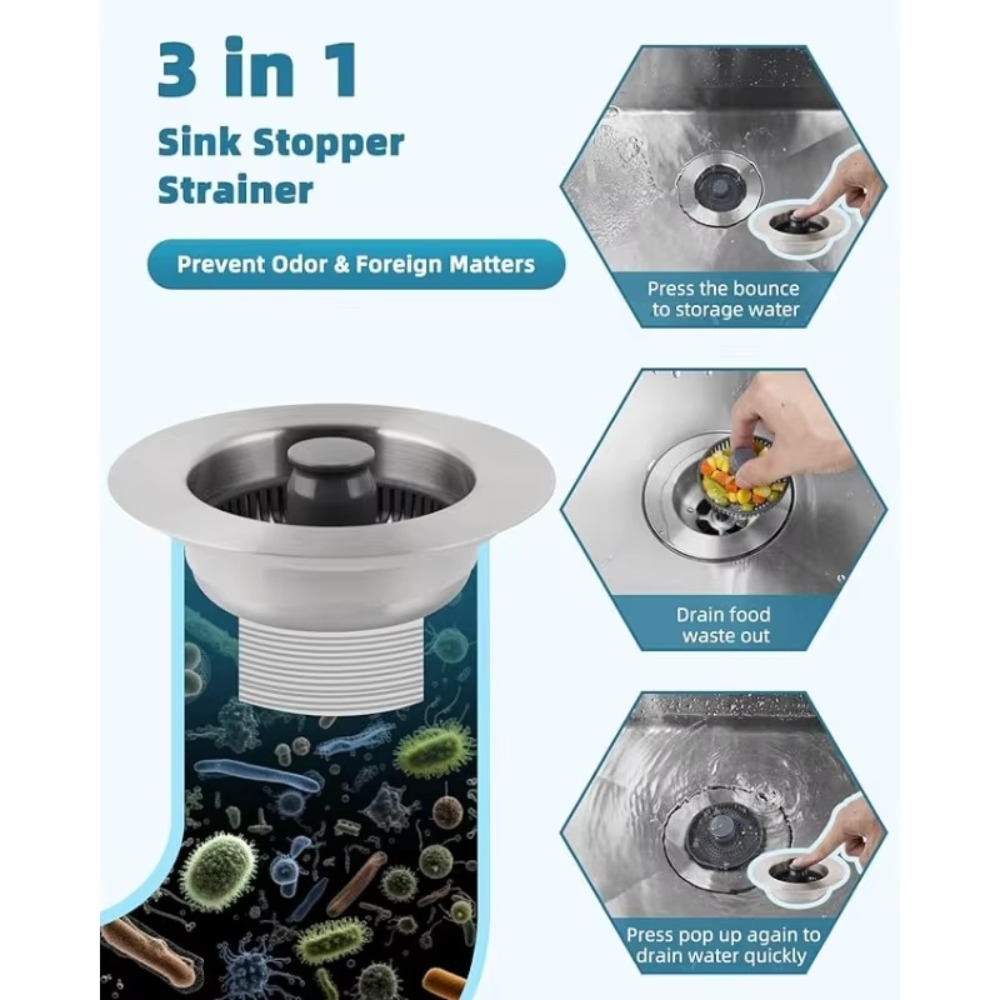 Leicht zu reinigender 3-in-1-F – Kitchen Sink Drain Strainer Basket Bewertung und Preis