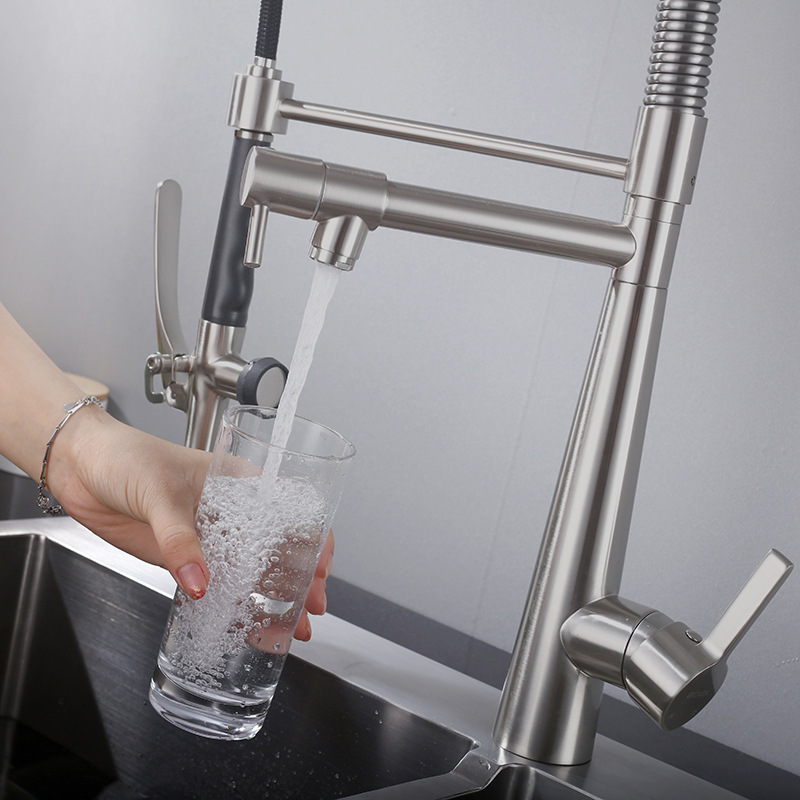 Hochwertiger, ausziehbarer Küc – Pull Down Spray Kitchen Faucet Brushed Nickel Bewertung und Preis
