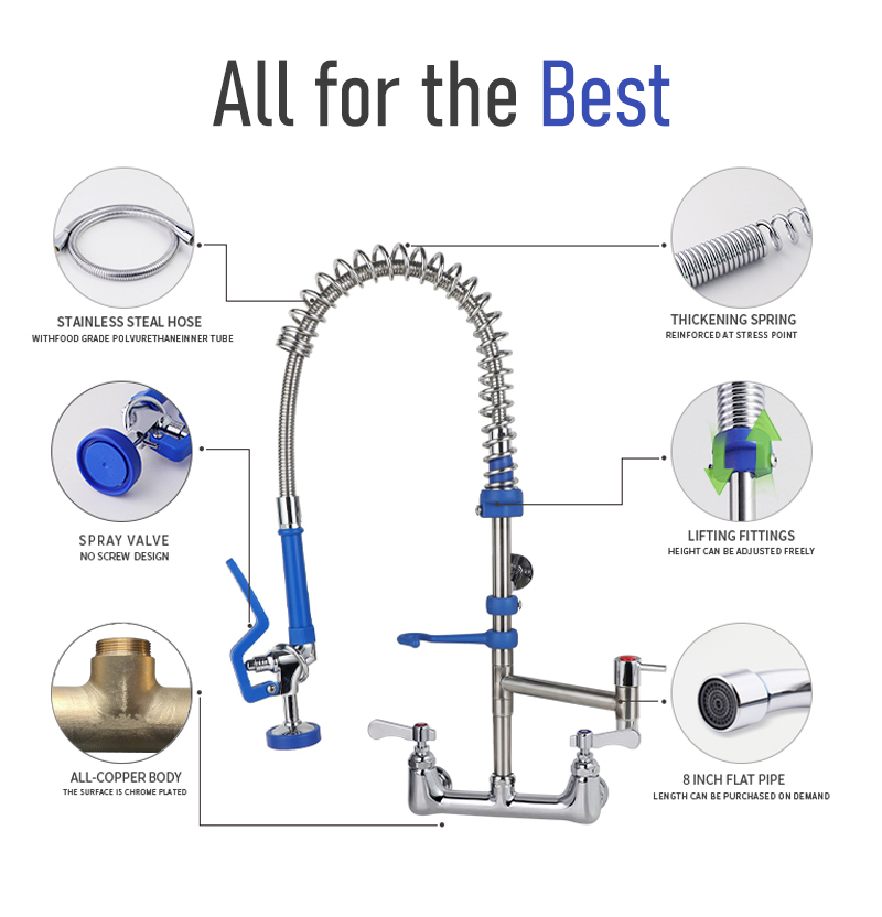 304SS Integriertes Rohr + Mess – Commercial Pre Rinse Kitchen Faucet Wall Bewertung und Preis