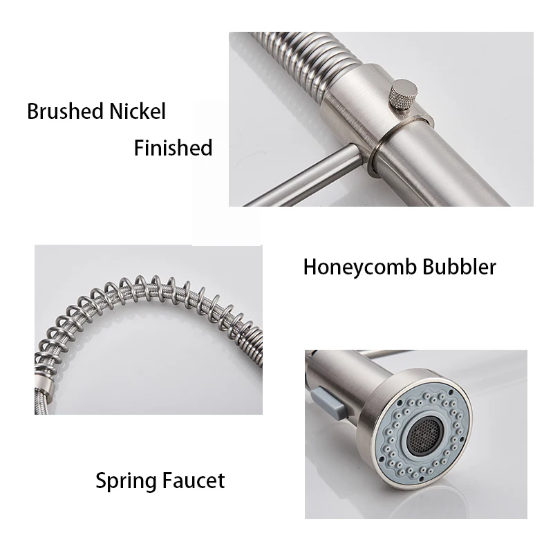 Gebürstetes Nickel, Frühling,  – Pull Down Spray Kitchen Faucet Brushed Nickel Bewertung und Preis