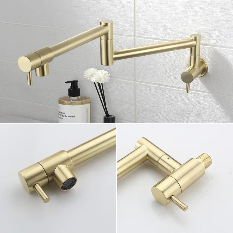Goldfarbener Spültischarmatur, – Pot Filler Faucet Wall Mount Folding Bewertung und Preis