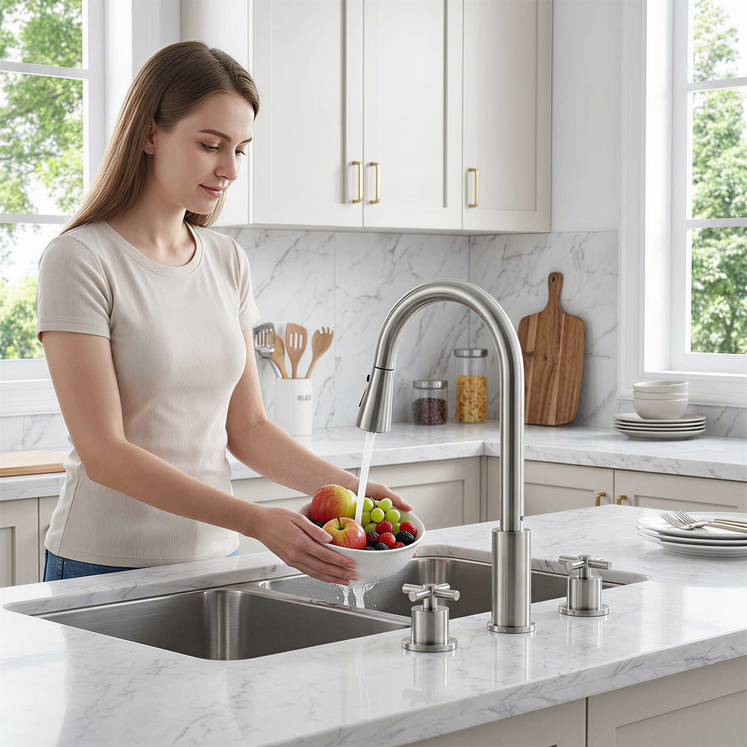 APPASO Küchenarmatur aus gebür – Pull Down Spray Kitchen Faucet Brushed Nickel Bewertung und Preis