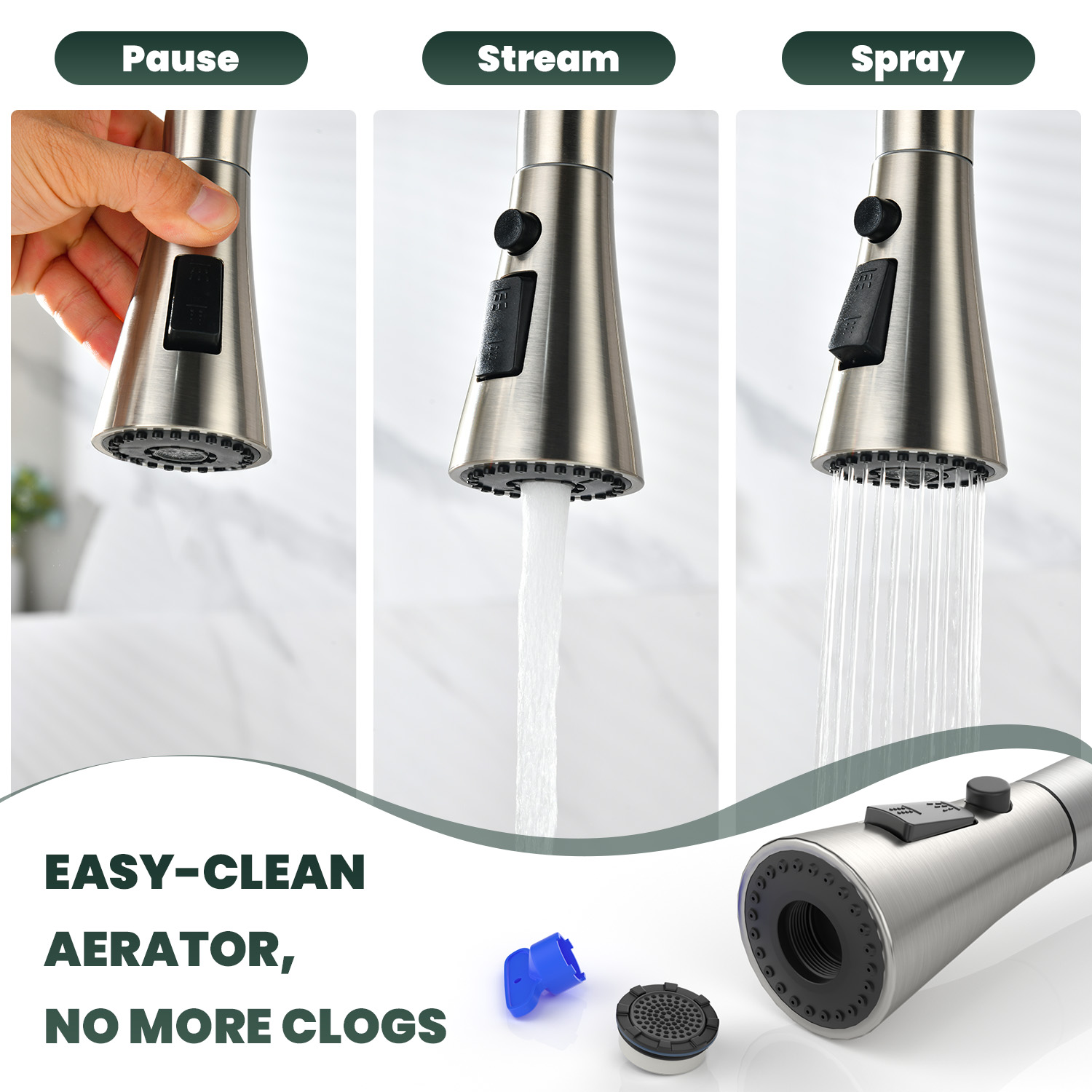 APPASO Küchenarmatur aus gebür – Pull Down Spray Kitchen Faucet Brushed Nickel Bewertung und Preis