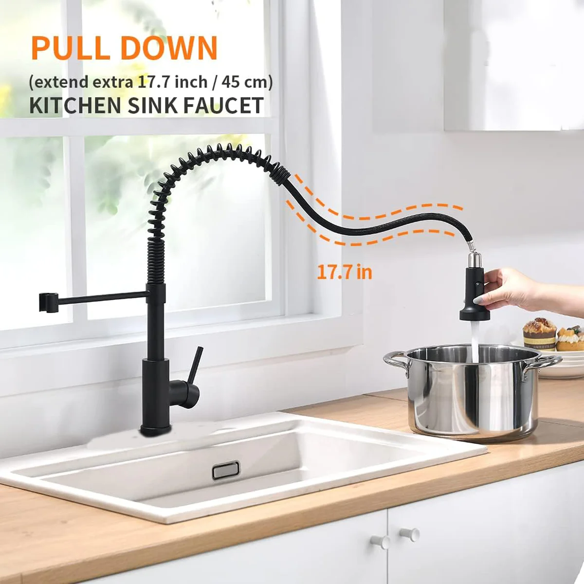 Küchenarmatur aus Messing mit  – Matte Black Kitchen Sink Faucet Spring Bewertung und Preis